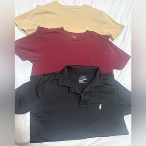 3 Ralph Lauren Polo Shirt Trio - Black, Burgundy, Tan- all size S (8)